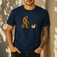 Shih Tzu Bigfoot Dog Walking Mom Dad Kids Men's Casual T-Shirt Navy