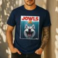 Siberian Husky Jowls Sled Dog Mom Top Alaskan Dog Dad Men's Casual T-Shirt Navy