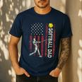 Softball Dad US Flag For Dad Men Patriotic Fathers Day Men's Casual T-Shirt Navy