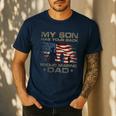 My Son Has Your Back Marine Dad Camouflage Men's Casual T-Shirt Navy