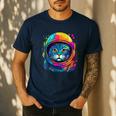 Space Cat Mom Cat Dad Men Women Kids Astronaut Space Men's Casual T-Shirt Navy
