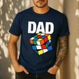 Speed Cubing Dad Puzzle Cuber Cube Kids Men's Casual T-Shirt Navy
