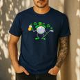 St Patricks Day Golf Golfing Irish Golfer Beer Humor Men Dad Men's Casual T-Shirt Navy