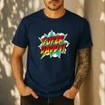 Super Daddy Comic Book Superhero Father's Day Men's Casual T-Shirt Navy