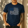 Support ALS Awareness Month USA American Flag Men Dad Men's Casual T-Shirt Navy