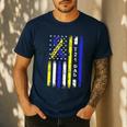 T21 Dad American Flag Down Syndrome Awareness Men's Casual T-Shirt Navy T21 Dad American Flag Down Syndrome Awareness Men's Casual T-Shirt Navy