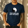 Thicc Dads Who Vape For Christ Father Day Men's Casual T-Shirt Navy