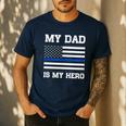 Thin Blue Line My Dad Is My Hero Son Daughter Of Cop Men's Casual T-Shirt Navy