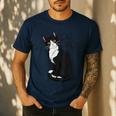 Tuxedo Cat Dad Cat Dad Tuxedo Cat Dad Men's Casual T-Shirt Navy Tuxedo Cat Dad Cat Dad Tuxedo Cat Dad Men's Casual T-Shirt Navy