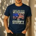 I Have Two Titles Veteran And Grumpy Dad Papa Grandpa Men's Casual T-Shirt Navy