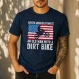 Never Underestimate An Old Man With A Dirt Bike Grandpa Dad Men's Casual T-Shirt Navy