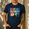 Unicorn Security Birthday Family Halloween Costume Mom Dad Men's Casual T-Shirt Navy Unicorn Security Birthday Family Halloween Costume Mom Dad Men's Casual T-Shirt Navy
