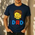 Unique Family Dad Master Builder Building Bricks Blocks Men's Casual T-Shirt Navy