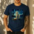 Van Gogh Starry Night Cat For Cat Lover Cat Mom And Cat Dad Men's Casual T-Shirt Navy