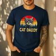 Vintage Cat Daddy Cat Lover Cat Dad Fathers Men's Casual T-Shirt Navy Vintage Cat Daddy Cat Lover Cat Dad Fathers Men's Casual T-Shirt Navy