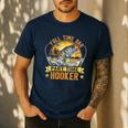 Vintage Father's Day Fishing Full Time Dad Part Time Hooker Men's Casual T-Shirt Navy