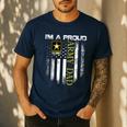 Vintage I'm A Proud Army Dad With American Flag Men's Casual T-Shirt Navy