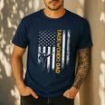 Vintage USA Flag Korea Taekwondo Training Dad Silhouette Men's Casual T-Shirt Navy