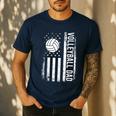 Vintage Volleyball Dad USA Flag Retro Fathers Day Daddy Papa Men's Casual T-Shirt Navy
