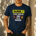 Warning Do Not Touch My Tools Or My Daughter Dad Men's Casual T-Shirt Navy