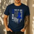 I Wear Blue For My Dad Colon Cancer Awareness Blue USA Flag Men's Casual T-Shirt Navy