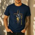 Welder Christian Cross Weld Welding Dad Jesus Lover Men's Casual T-Shirt Navy