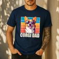 Welsh Corgi Pembroke Dog Corgi Dad -Adults Small Classic Fit Short Sleeve Cotton Polyester Blend Men's Casual T-Shirt Navy