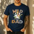 Wild Dad 1St Birthday Safari Jungle Animal Truck Men's Casual T-Shirt Navy Wild Dad 1St Birthday Safari Jungle Animal Truck Men's Casual T-Shirt Navy