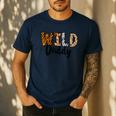 Wild Daddy Zoo Born Two Be Wild B-Day Safari Jungle Animal Men's Casual T-Shirt Navy