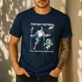 Wizard Dragon Fantasy Football Player Literal Dad Joke Men's Casual T-Shirt Navy