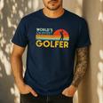 Worlds Okayest Golfer Retro Golf Joke Dad Men Women Kids Men's Casual T-Shirt Navy Worlds Okayest Golfer Retro Golf Joke Dad Men Women Kids Men's Casual T-Shirt Navy