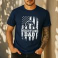 Wrestling Dad US Flag Fathers Day Wrestling Fans Men's Casual T-Shirt Navy