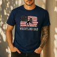 Wrestling Dad US Flag Fathers Day Retro Wrestling Fans Men's Casual T-Shirt Navy