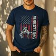 Wrestling US Flag Dad Wrestler Patriotic 4th Of July Men's Casual T-Shirt Navy