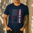 Yorkie Dog Vintage US American Flag Yorkie Dad Fathers Day Men's Casual T-Shirt Navy
