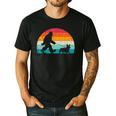 Bigfoot Walking a Dog Corgi Lovers Dog Dad Men's Casual T-Shirt Black