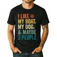 I Like My Boat Dog And Maybe 3 People Retro Sailor Dad Men's Casual T-Shirt Black