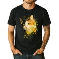 Calico Cat With Flowers For Mom Dad Women Men Kids Botanical Men's Casual T-Shirt Black