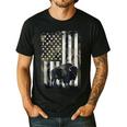 Camo USA Flag Bison Camouflage Hunting Wildlife Hunter Dad Men's Casual T-Shirt Black