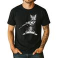 Cat Playing The Clarinet For Cat Lover Cat Mom Cat Dad Men's Casual T-Shirt Black