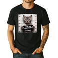 Cute Cat Mugshot Humorous Cat For Cats Lover Cat Mom Cat Dad Men's Casual T-Shirt Black