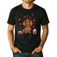 Cute Dachshund Valentine's Day Heart Love Dog Mom Dog Dad Men's Casual T-Shirt Black
