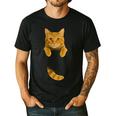 Cute Tabby Cat Pocket Cat Mom Cat Dad Cat Lover Men's Casual T-Shirt Black