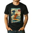 Dachshund Doxie Japanese Kanagawa Wave Surfing Japan Mom Dad Men's Casual T-Shirt Black