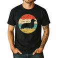 Dachshund Long Haired Dog Vintage Mom Dad Retro Men's Casual T-Shirt Black