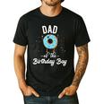 Dad Of The Birthday Boy Donut Theme Party Blue Father Men's Casual T-Shirt Black Dad Of The Birthday Boy Donut Theme Party Blue Father Men's Casual T-Shirt Black