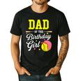 Dad Of The Birthday Girl Softball Player Theme B-Day Daddy Men's Casual T-Shirt Black