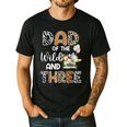 Dad Of The Wild And Three 3 Birthday Zoo Theme Safari Jungle Men's Casual T-Shirt Black