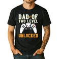 Daddy Again Leveled Up To Dad Of 2 Gamer Dad Level Unlocked Men's Casual T-Shirt Black