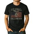 My Favorite Volleyball Player Calls Me Dad USA Flag Men's Casual T-Shirt Black